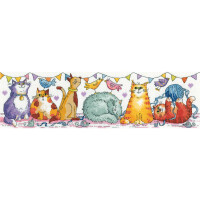Heritage counted cross stitch kit evenweave fabric "Cat Show", KCCS1539-E, 37,5x10,5cm, DIY