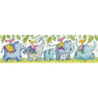 Heritage counted cross stitch kit evenweave fabric "Elephants on Parade", KCEP1569-E, 37,5x10,5cm, DIY