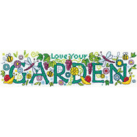 Heritage Conjunto de punto de cruz Tela "Love Your Garden", Patrón de cuenta, kclg1491-e, 24,5x6,5cm