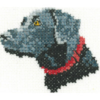 Heritage counted cross stitch kit evenweave fabric "Black Labrador", LFBL1425-E, 6x5cm, DIY