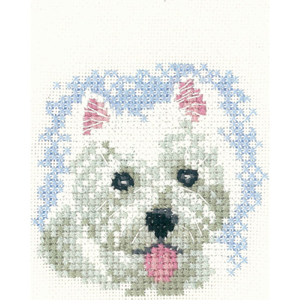 Heritage counted cross stitch kit evenweave fabric "Westie Puppy (L)", LFWP1031-E, 7x7cm, DIY