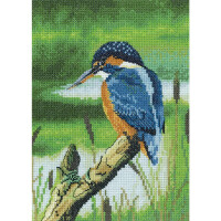 Heritage counted cross stitch kit evenweave fabric "Kingfisher", NAKF1508-E, 15x21cm, DIY