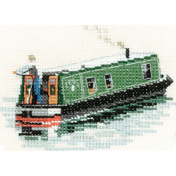 Heritage counted cross stitch kit evenweave fabric "Modern Narrow Boat (L)", NBMN944-E, 10,5x7,5cm, DIY