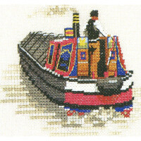 Heritage Cross Stitch Set Conta tessuto "Traditional Narrow Boat (l)", modello di conteggio, nbtn945-e, 9,5x8,5cm