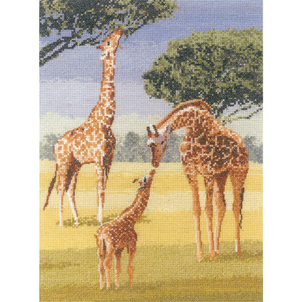 Heritage counted cross stitch kit evenweave fabric "Giraffes (L)", PGGI1023-E, 22x32cm, DIY