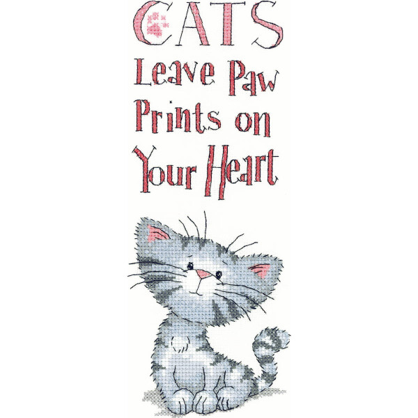 Heritage counted cross stitch kit evenweave fabric "Cats Paw Prints", PUCP1467-E, 8,5x22cm, DIY