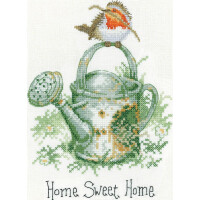 Heritage kruissteekset telstof "Home Sweet Home, Happiness Alone", telpatroon, puhm1565-e, 12,5x17cm