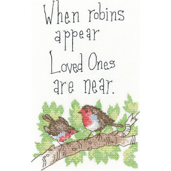 Heritage counted cross stitch kit evenweave fabric "When Robins Appear", PURA1455-E, 10,5x17cm, DIY