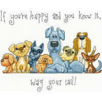 Heritage counted cross stitch kit evenweave fabric "Wag Your Tail", PUWT1459-E, 21,5x17cm, DIY