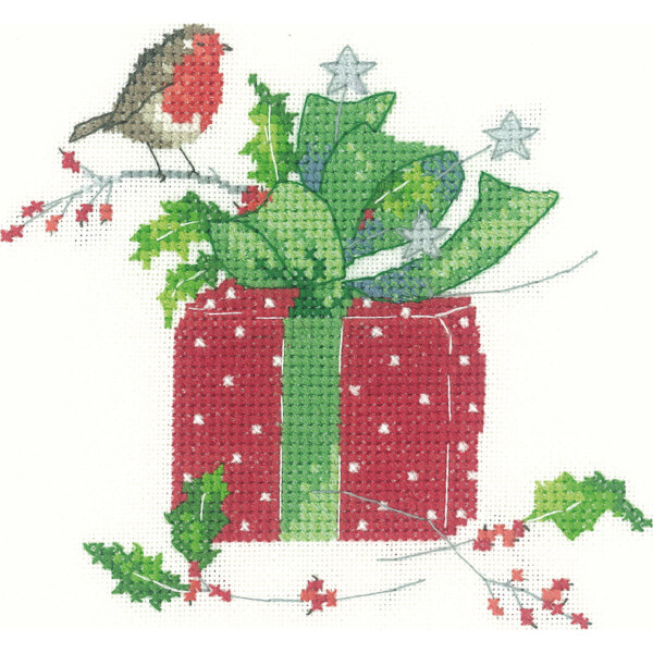Heritage counted cross stitch kit evenweave fabric "Christmas Gift (L)", SCCG1106-E, 11x12cm, DIY