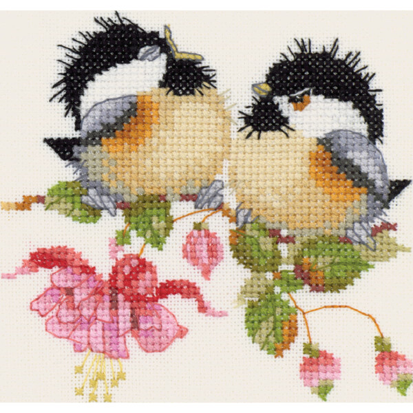 Heritage counted cross stitch kit evenweave fabric "Fuchsia Chick-chat (L)", VPFU777-E, 10x10cm, DIY