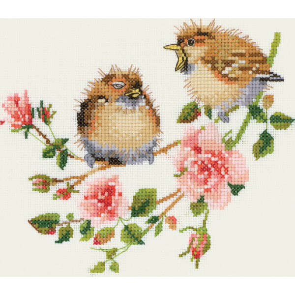 Heritage counted cross stitch kit evenweave fabric "Rose Chick-chat (L)", VPRO778-E, 15x13,5cm, DIY