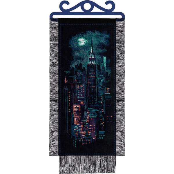 Riolis counted cross stitch kit "New York at Night", 15x31cm, DIY