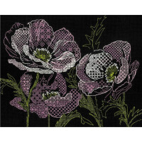 Riolis Set de broderie Blackwork "Lace Poppies", motif à découper, 30x24cm
