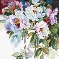 Luca-S counted cross stitch kit "White Roses", 32x32cm, DIY