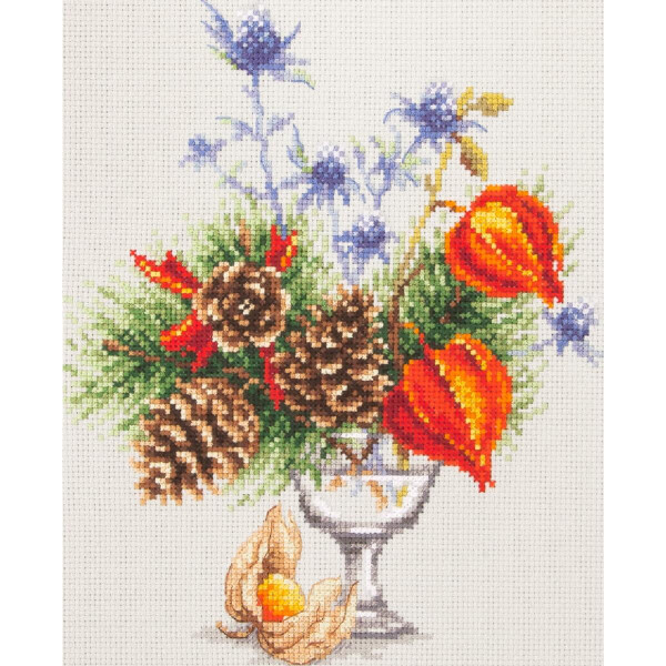 Magic Needle Zweigart Edition counted cross stitch kit "Winter Bouquet", 20x23cm, DIY
