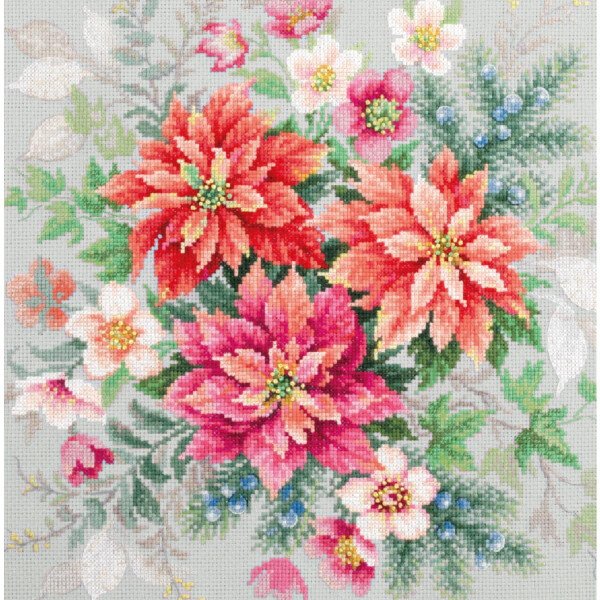 Magic Needle Zweigart Edition counted cross stitch kit "Flower Magic Poinsettia", 30x30cm, DIY