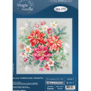 Magic Needle Zweigart Set punto croce "Flower Magic Christmas Star", schema di conteggio, 30x30cm