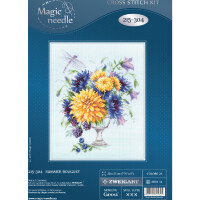 Magic Needle Zweigart Edition counted cross stitch kit "Summer Bouquet", 20x23cm, DIY