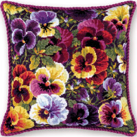 Riolis counted cross stitch kit cushion "Royal Pansies", 40x40cm, DIY