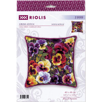 Riolis Set di cuscini a punto croce "Royal Pansies", modello da contare, 40x40cm