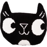Vervaco Cojín de punto de cruz con respaldo de cojín "Eva Mouton Black Cat", diseño bordado pre-dibujado, 49x45cm