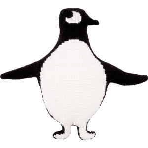 Auslaufmodell Vervaco Kreuzstichkissen mit Kissenrücken "Eva Mouton Pinguin", Stickbild vorgezeichnet, 63x54cm