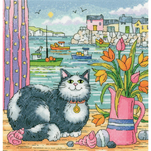 Heritage counted cross stitch kit Aida "Harbour View (A)", BSHV1609-A, 20,5x21,5cm, DIY