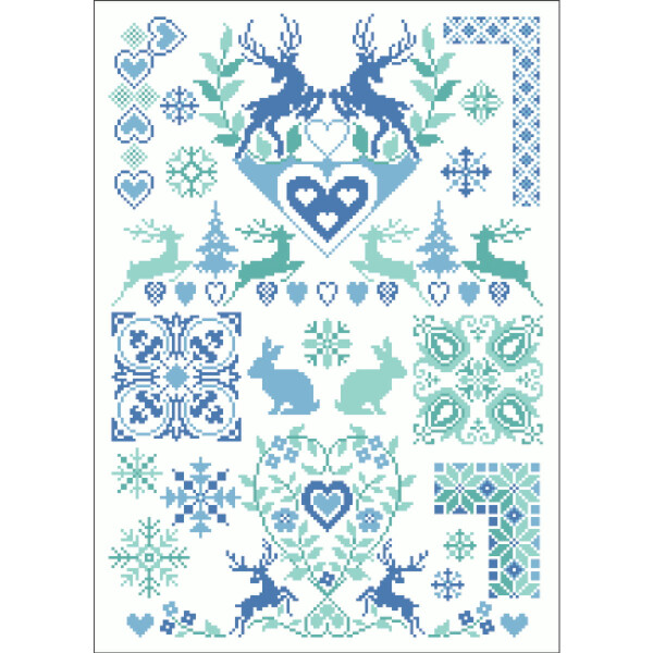 Lindner´s Kreuzstiche Cross Stitch counted Chart "Folklore icy", 010