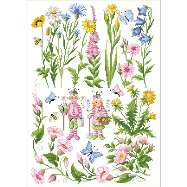 Lindners Шаблон для вышивки крестом счетная схема "Meadow Flowers", 024