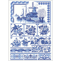 Lindners kruissteek telpatroon sjabloon "Klassiek blauw", 048