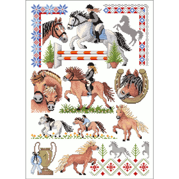 Шаблон схемы для вышивания крестом Lindner "Horse Show", 085