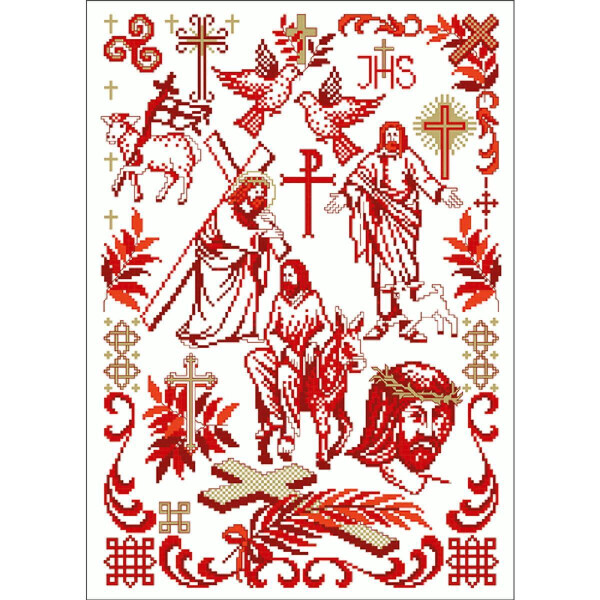 Шаблон схемы для вышивания крестом Lindners Cross Stitch Counting Pattern "Вербное воскресенье", 118