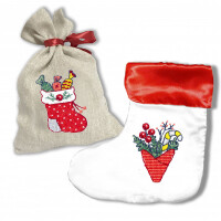 Oven counted cross stitch kit "Embroider on clothes. Set of 2. New year motives 2", 6x7,8cm, DIY