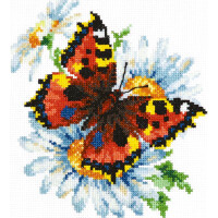 Magic Needle counted cross stitch kit "Butterfly and Daisies", 17x18cm, DIY
