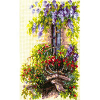 Magic Needle counted cross stitch kit "Blossoming Balcony", 15x23cm, DIY