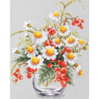 Magic Needle Zweigart Edition counted cross stitch kit "Chamomile and Red Currant", 18x23cm, DIY