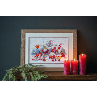Vervaco counted cross stitch kit "Christmas meeting", 38x27cm, DIY