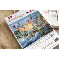 Luca-S counted cross stitch kit "Gold Collection Balloons over Sunset Cove", 42x34cm, DIY