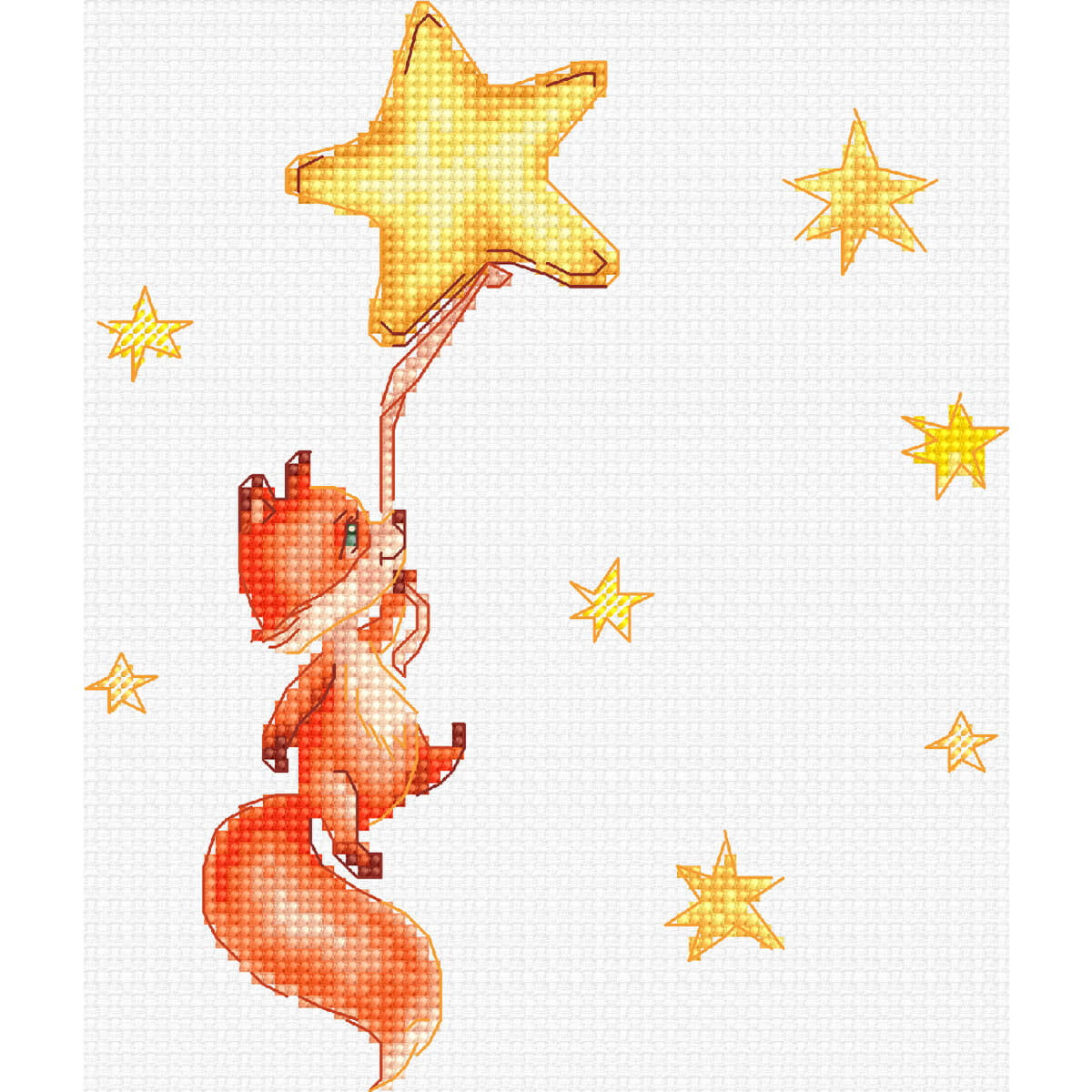 A pixel art fox hangs with its front paws on a large,...