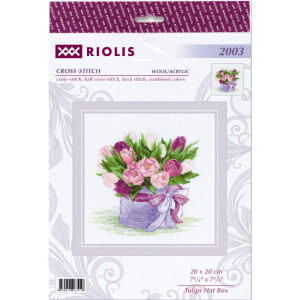 Riolis Set punto croce "Tulips hat box", schema...