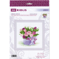 Набор для вышивания крестом Риолис "Шляпная коробка с тюльпанами", счетная схема, 20х20 см