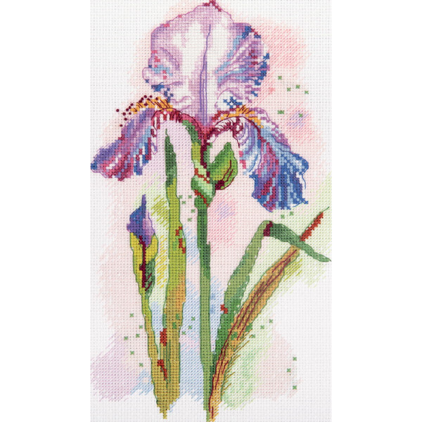 Set de punto de cruz Panna "Watercolour Iris", patrón de conteo, 16,5x26cm