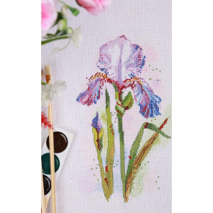 Set de punto de cruz Panna "Watercolour Iris", patrón de conteo, 16,5x26cm