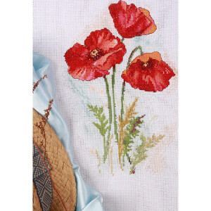 Panna counted cross stitch kit "Watercolour Poppies", 19x26cm, DIY