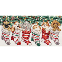 Panna counted cross stitch kit "Christmas Puppies", 36x19,5cm, DIY