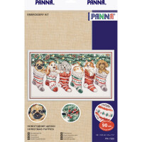 Panna Point de Croix Set "Chiots de Noël", modèle à compter, 36x19,5cm