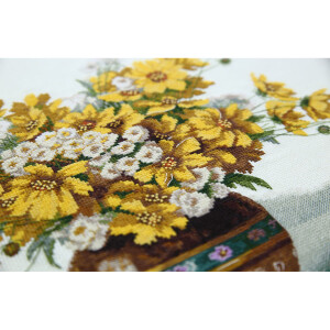 Set punto croce Panna "Bouquet con fiori gialli", schema di conteggio, 38x31cm