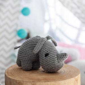 Crochet kit Amigurumi Rhino Dex Gris DIY