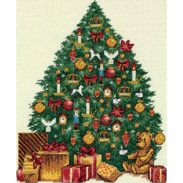 Set de punto de cruz Panna "Golden Series Victorian Christmas Tree", patrón de cuenta, 20x25cm